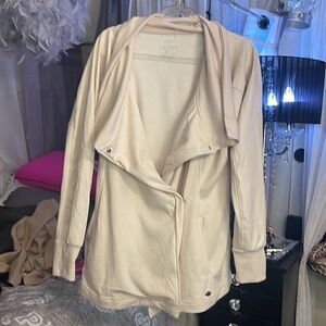 Tahari sport cream mixed media multi wear jacket/coat/sweatshirt shacket